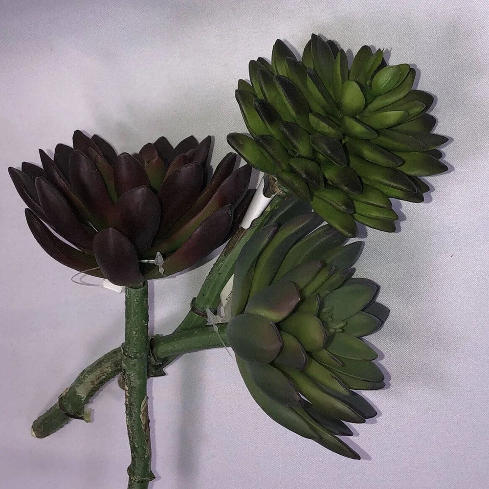New 3 Pc Faux Succulent Picks Bouquet Fake Succulents Echeveria Pick